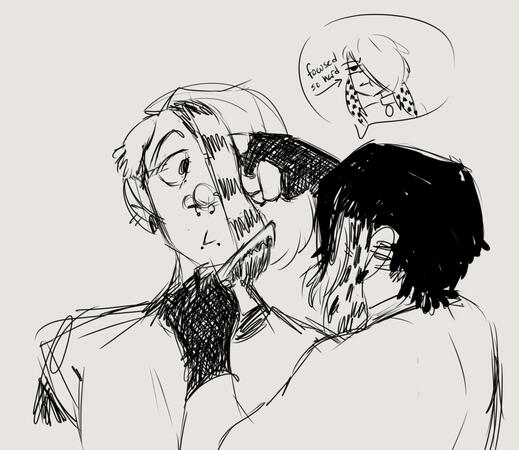 my oc, porter, brushing salem's, Lycantrin from twitter, hair